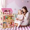 Pink Pine Wood MDF Dollhouse with Furniture Set and Balcony Playhouse